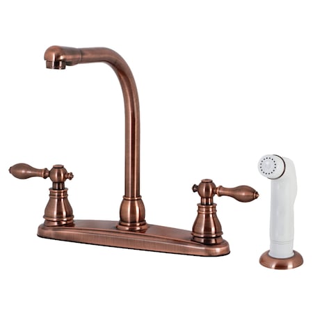 Kingston Brass American Classic Centerset Kitchen Faucet W/Side Sprayer, Copper KB716ACL